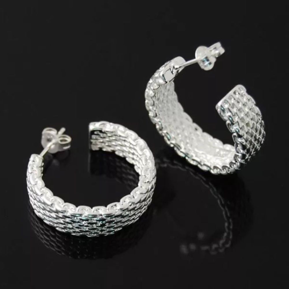 3 for $15 Elegant hoop silver crystal earrings